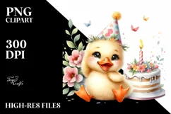 Cute Baby Duck with Party Hat, High-Res PNG Product Image 1