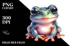Digital Watercolor Baby Frog PNG Product Image 2