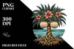 Vintage Tropical Tree Sunglasses PNG Product Image 2