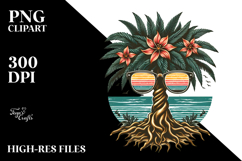 Vintage Tropical Tree Sunglasses PNG Product Image 2