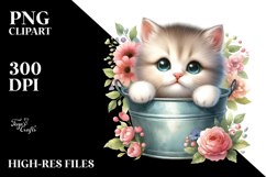 Cute Baby Cat with Flowers PNG Product Image 2