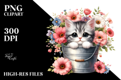 Cute Baby Cat with Flowers PNG Product Image 2