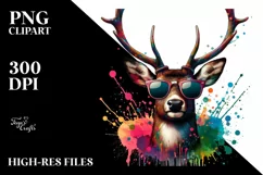 Colorful Deer with Paint Splashes | Clipart Product Image 1