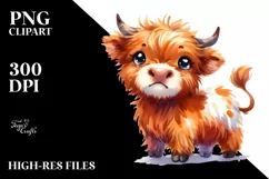 Expressive Funny Highland Cow PNG Product Image 1