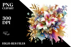 Colorful Lily Bouquet with Gold Foil Accents Product Image 3