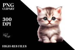 Digital Watercolor Baby Cat PNG Product Image 2