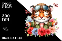 Colorful Baby Tiger in Aviator Suit | Clipart Product Image 1