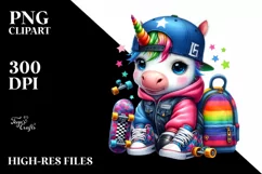 Colorful Skateboarder Unicorn PNG Product Image 1