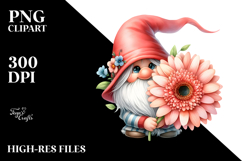 Cute Gnome with Orchid Floral Frame, PNG Product Image 2