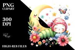 Sleeping Baby Caterpillar Clipart Product Image 1