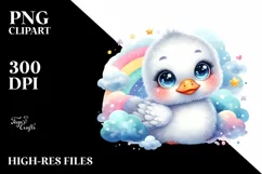 Colorful Smiling Baby Snow Goose Clipart Product Image 3