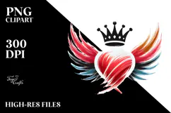 Simple Heart with Wings, Transparent PNG Product Image 2