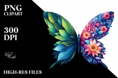 Abstract Vibrant Butterfly Flowers PNG Product Image 3