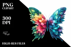 Abstract Vibrant Butterfly Flowers PNG Product Image 1