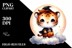 Cute Baby Tiger on Cloud for Halloween PNG Product Image 3