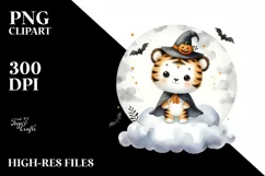 Cute Baby Tiger on Cloud PNG Product Image 1