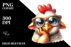 Funny Rooster Lamb Watercolor | Clipart Product Image 2