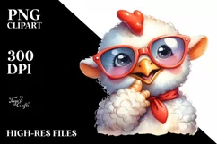 Funny Rooster with Sunglasses Clipart, High-Quality PNG Product Image 1