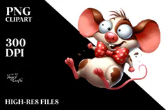 Cartoony Mouse with Bow Tie PNG Product Image 2