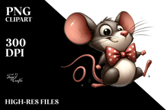 Cartoony Mouse with Bow Tie PNG Product Image 2