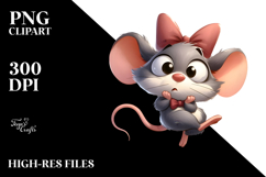 Cartoony Mouse with Bow Tie PNG Product Image 2