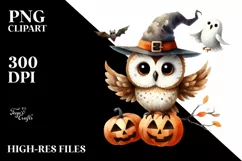 Funny Halloween Clipart with Owl PNG Product Image 3