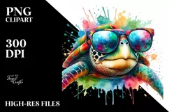 Sublimation, png, summer, sticker, flower, turtle, quirky, Product Image 1