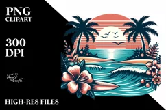 Sublimation, png, summer, sticker, flower, retro, tropical, Product Image 1