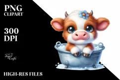 Bath Tub Baby Highland Cow Clipart Product Image 3
