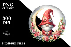 Cute Gnome with Tulip, Transparent PNG Product Image 2