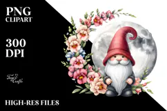 Cute Gnome with Snapdragon Frame PNG Product Image 2