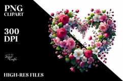 Heart Made of Spring Flowers PNG Product Image 2