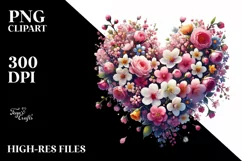 Heart Made of Spring Flowers PNG Product Image 2