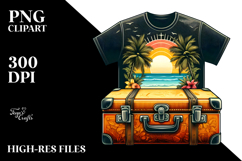 Vintage Tropical Beach Suitcase, Clipart Product Image 2