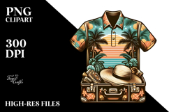 Vintage Tropical Beach Suitcase, PNG Product Image 2