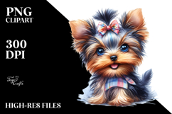Cute Baby Yorkshire Terrier with Big Eyes, PNG Product Image 2
