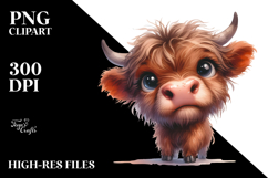 Expressive Baby Face Highland Cow PNG Product Image 2