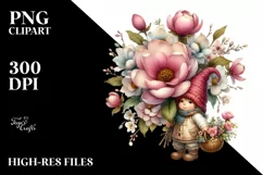 Detailed Gnome Magnolia Flower | Sublimation | Clipart Product Image 3