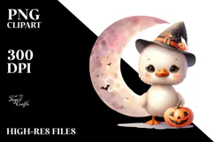 Cute Baby Swan on Moon PNG Product Image 2