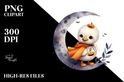 Cute Baby Swan on Moon for Halloween PNG Product Image 2