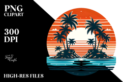 Retro Tropical Island Sunset PNG Product Image 2
