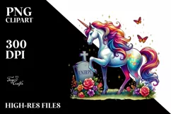 Vibrant Unicorn Watercolor Drawing | Clipart Product Image 3