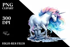 Vibrant Unicorn Watercolor Drawing | Clipart Product Image 3