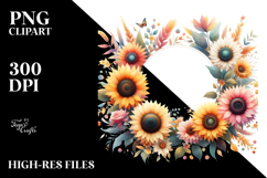 Sunflower Watercolor Horizontal Frame PNG Product Image 2