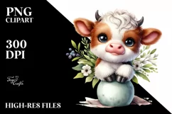 Vase Baby Highland Cow Clipart Product Image 3