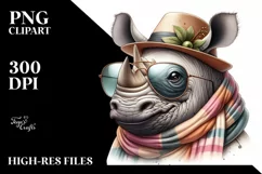 Funny Cute Rhino Scarf Sunglasses | Sublimation Clipart Product Image 3