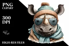 Funny Cute Rhino Portrait Smiling | Sublimation Clipart Product Image 3
