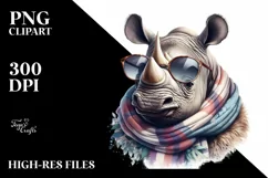 Funny Cute Rhino Portrait Smiling | Sublimation Clipart Product Image 1