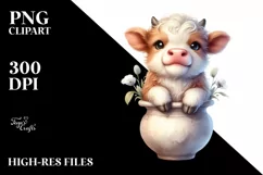 Vase Baby Highland Cow Clipart Product Image 1