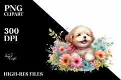 Tumbling Dog Flower Petals Wind Clipart Product Image 1